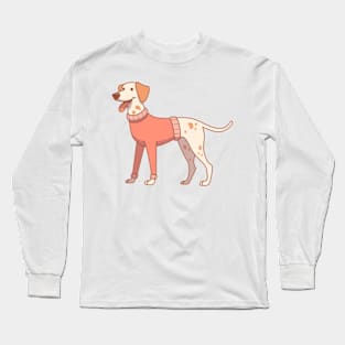 Lemon dalmatian wearing a red sweater Long Sleeve T-Shirt